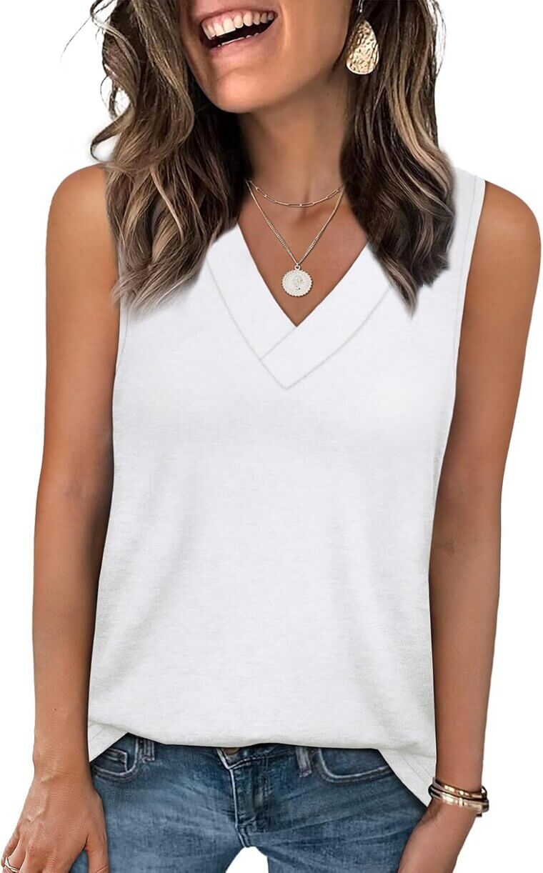 WIHOLL Tank Tops - Trendy Summer V-Neck Sleeveless Tees - Now 47% Off!