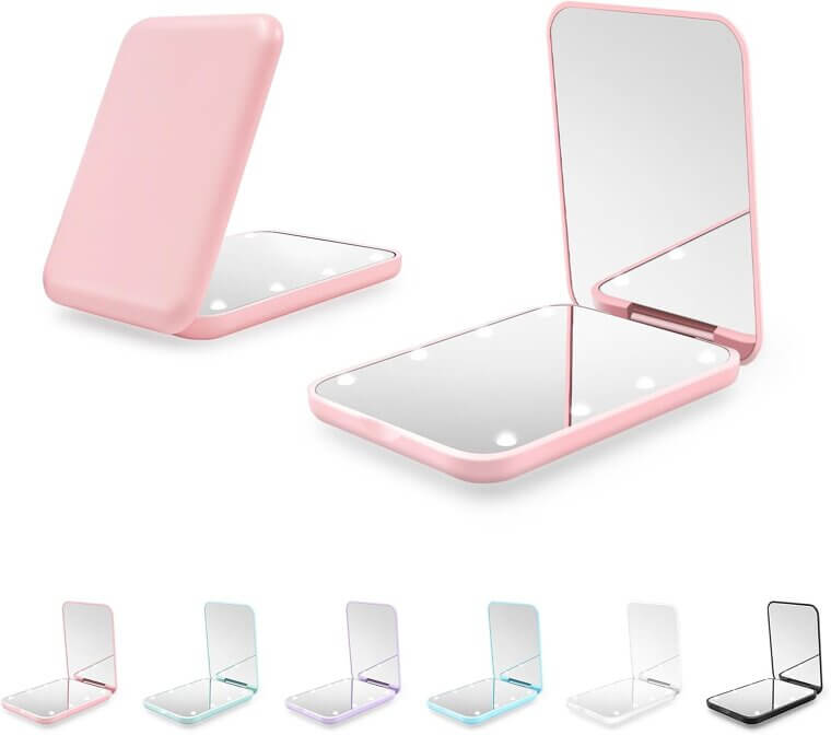 Compact LED Pocket Mirror - Perfect for Purse & Travel