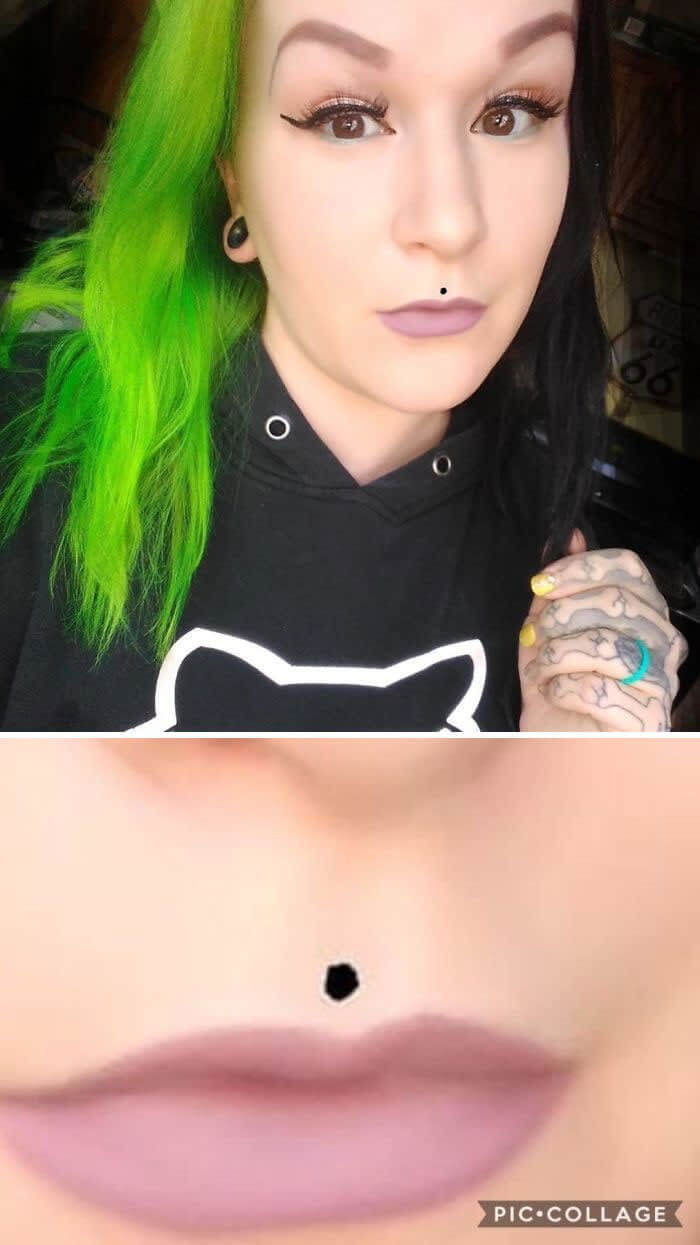 She Drew On A Fake Piercing