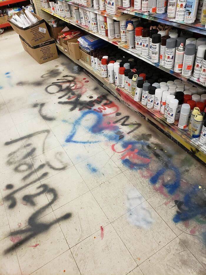 People Tested Spray Paint On The Store Floor