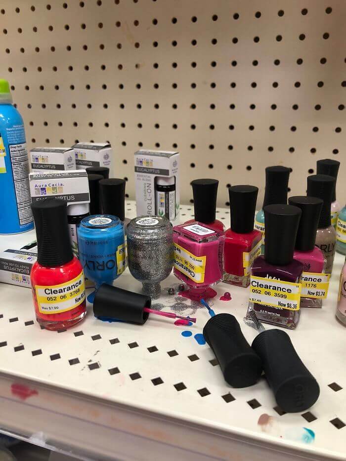 This Is How Someone Left The Nail Polish Bottles In Target