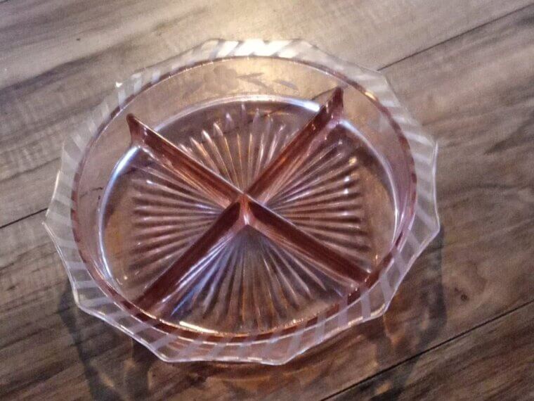 Pink Glass Relish Trays for the Table