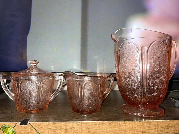 Pink Glass Lemonade Sets with Pitcher