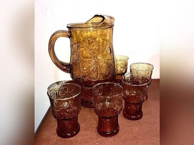 Amber Glass Pitchers from the 1930s