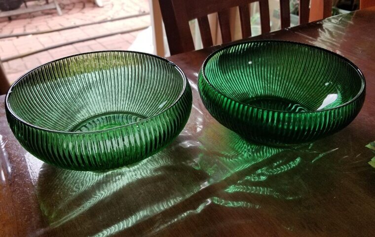 Green Glass Mixing Bowls from Grandma's Kitchen