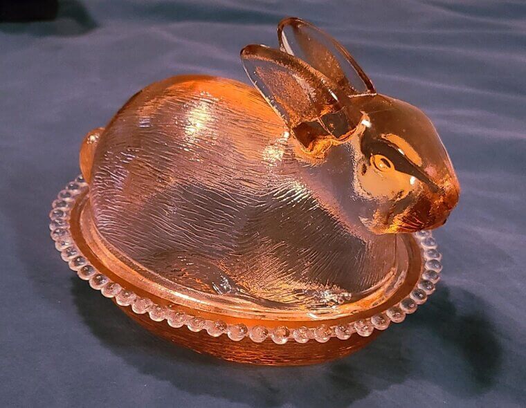 Pink Glass Candy Dishes on Every Shelf