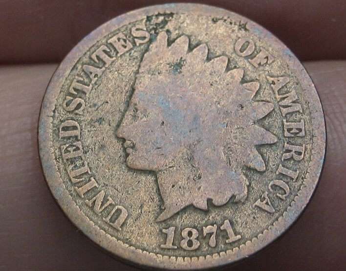 El centavo "indian head" de 1871 ("N" poco profunda) - 1082 dólares (sin circulación)