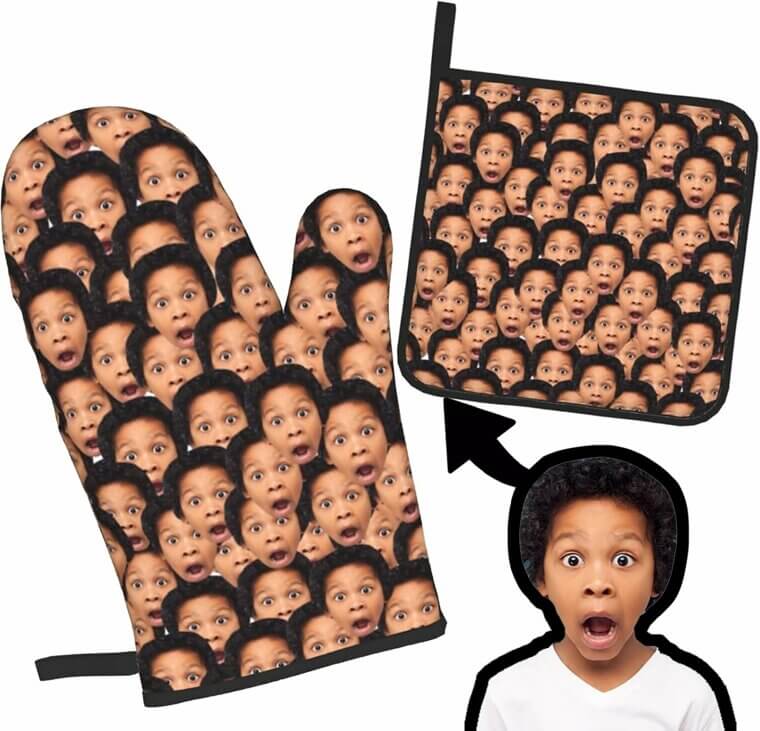Custom Face Mitts Set - Unique Kitchen Gift 