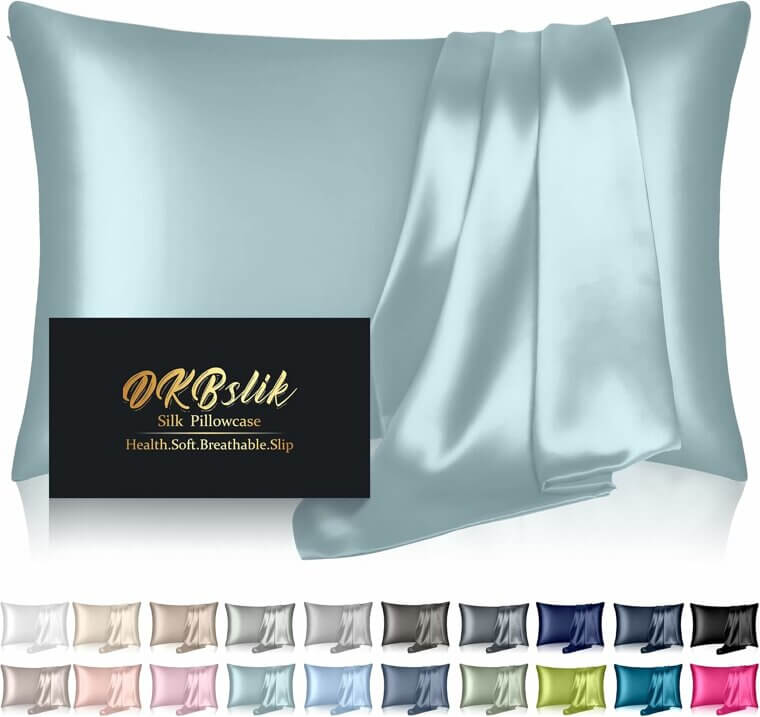 Silk Pillowcase - Cooling, Anti-Acne Comfort - Aqua Blue - Now 21% Off!