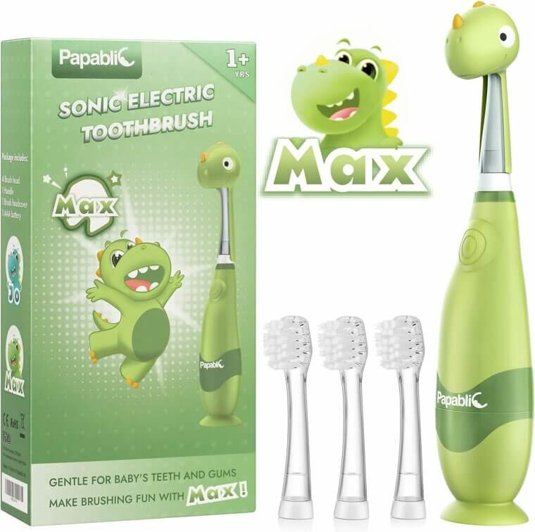 Papablic Dino Electric Toothbrush for Toddlers - Fun & Effective