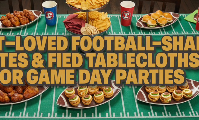 Most-Loved Football-Shaped Plates & Field Tablecloths for Game Day Parties