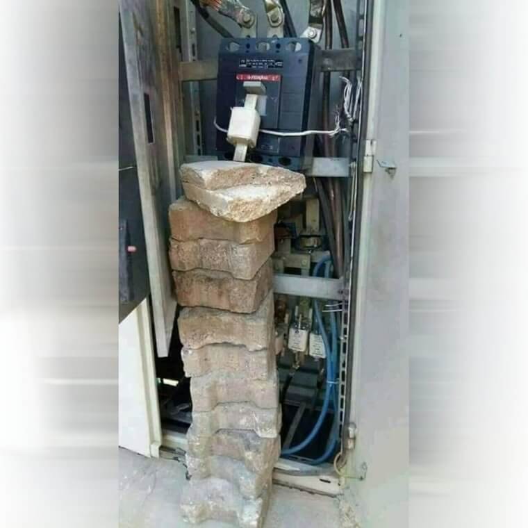 Using Bricks to Hold up a Breaker Box