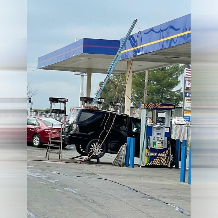 Propping a Ladder on the Back of a Car