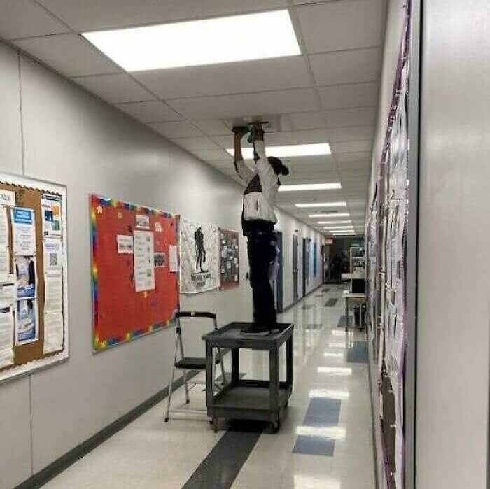 A Step Ladder With Wheels