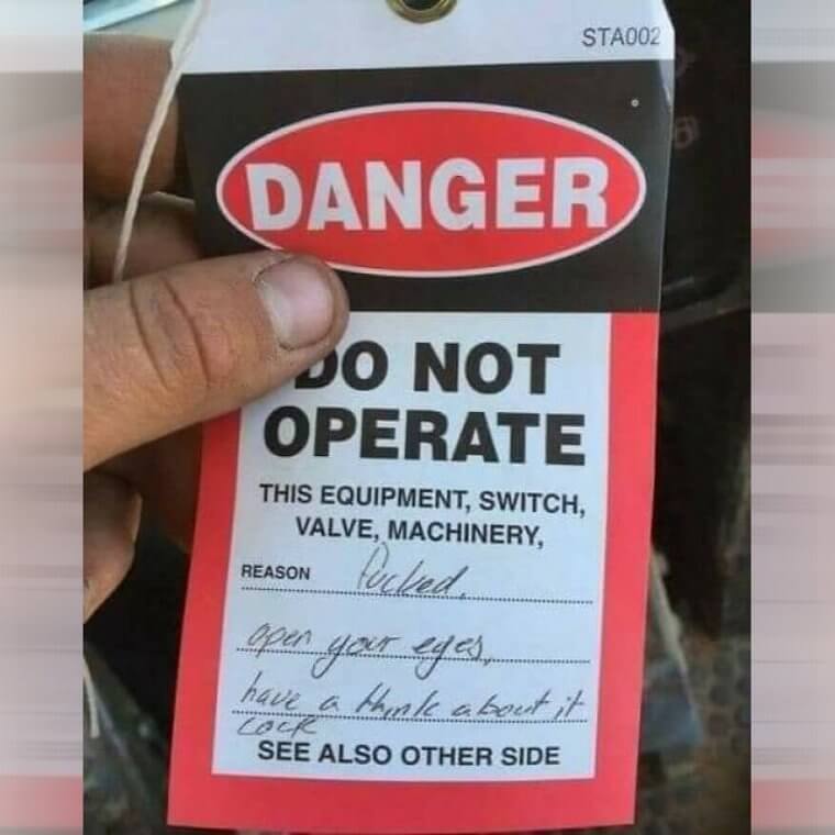 Danger - Do Not Operate