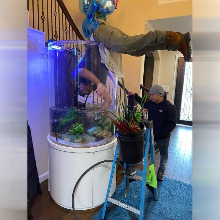 That's One Way to Clean a Fish Tank