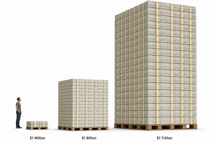 A Billion Dollars Stacked Against a Person