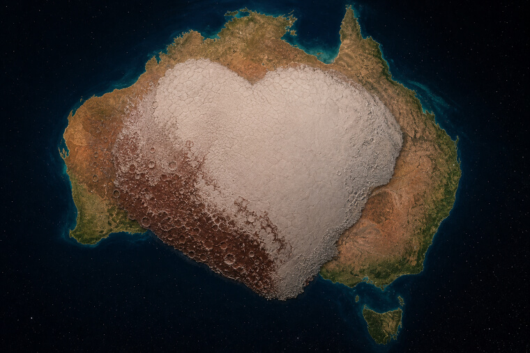 Pluto's Surface Compared to Australia's Size