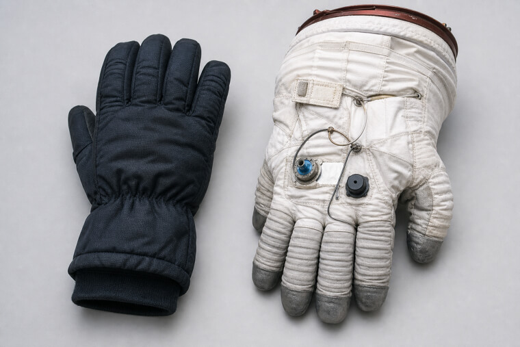 Astronaut's Spacesuit Glove vs Regular Glove