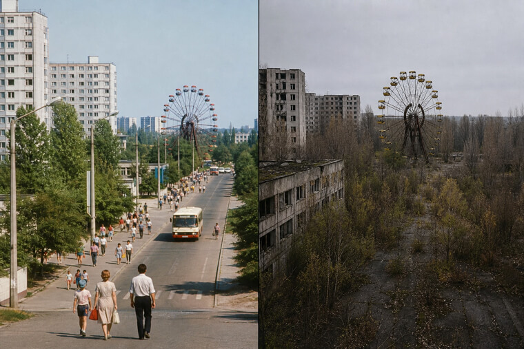 Chernobyl's Abandoned City: 1985 vs Today