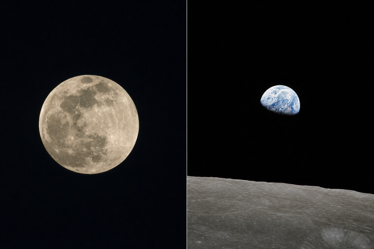 Earth Seen From Moon vs Moon Seen From Earth