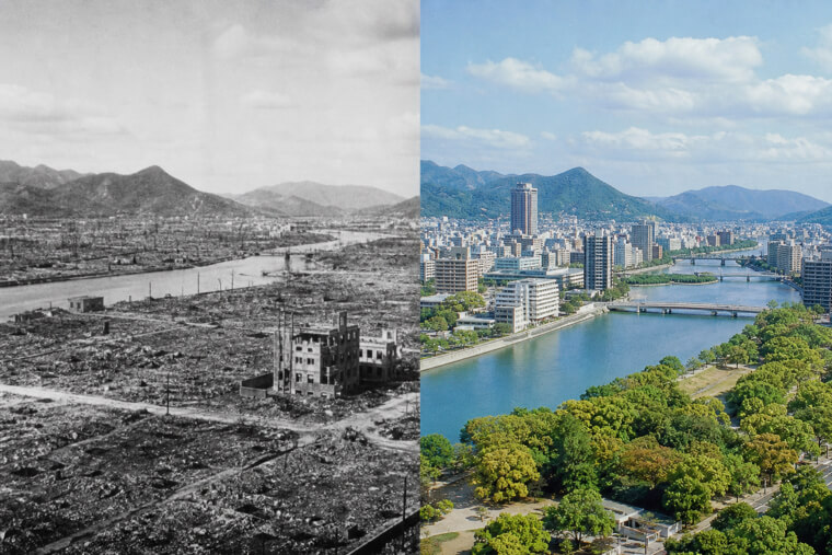 Hiroshima 1945 Aftermath vs Hiroshima Today