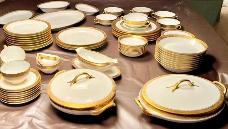 Gold-Trimmed Dishes