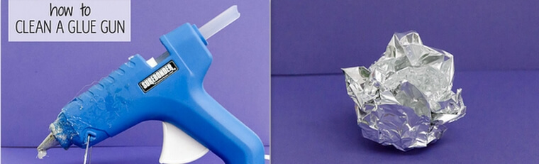 Limpiar una pistola de pegamento con una bola de papel de aluminio