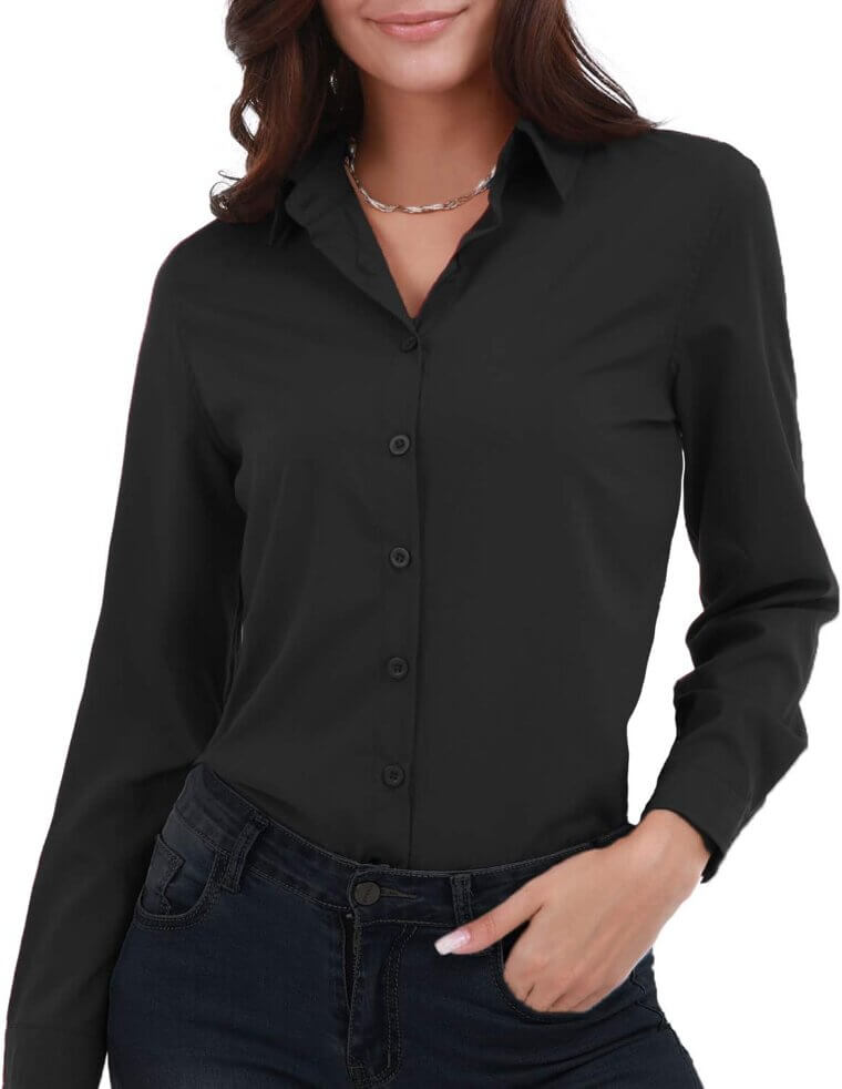 Women's Button Down Blouse - Versatile Plus Size Essential - Now 7% Off!