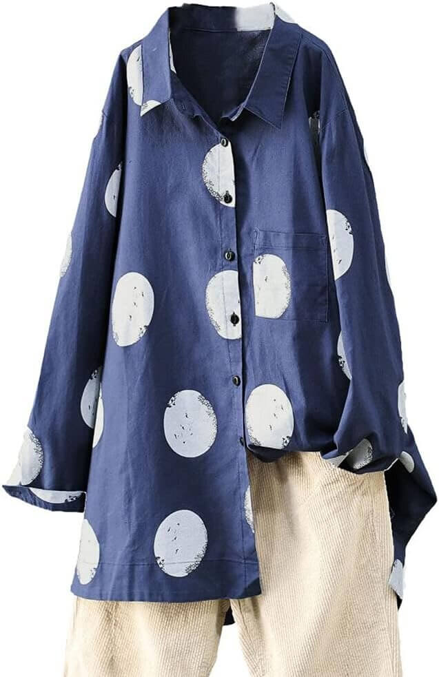 Minibee Women's Tunic - Stylish Cotton Blouse with Polka Design - Now 15% Off!
