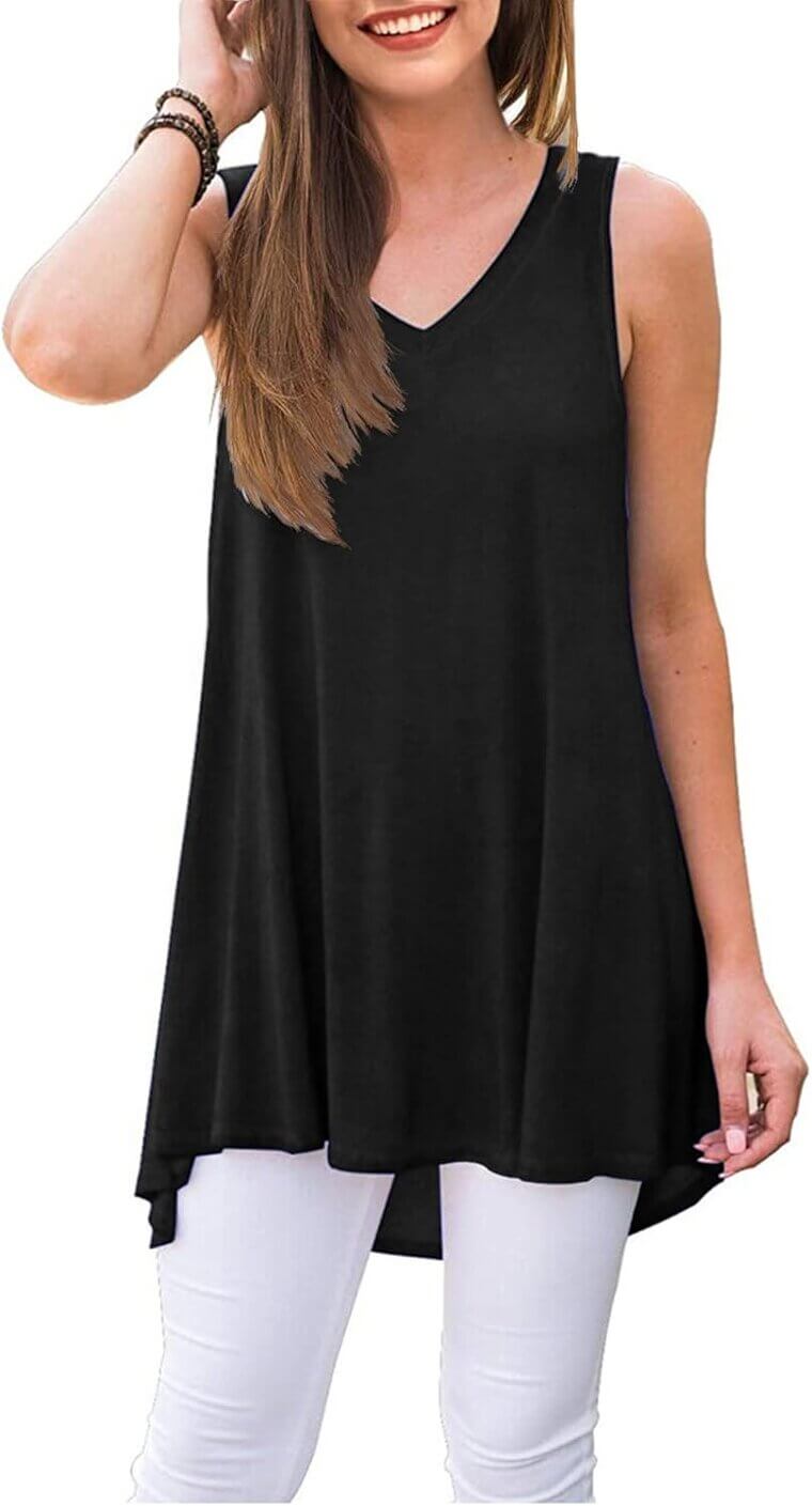 WNEEDU Sleeveless V Neck Tunic - Perfect Summer Style