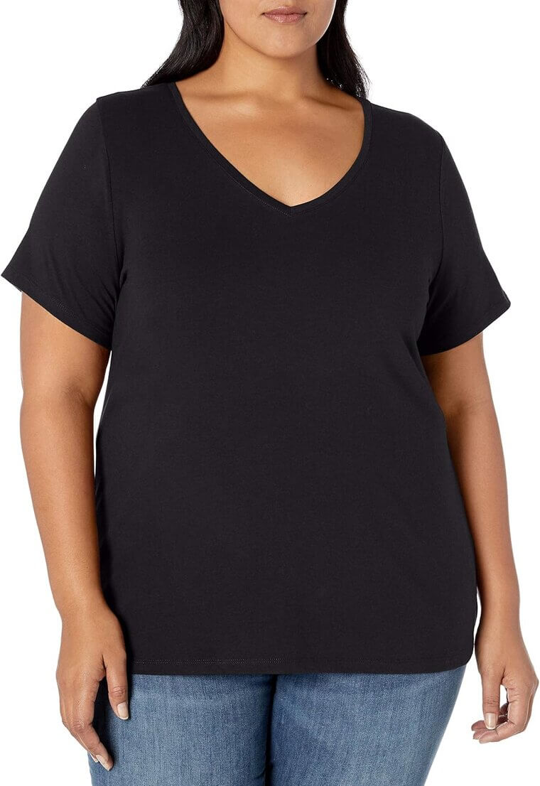 Women's Plus V-Neck Tee - Comfortable Everyday Wear