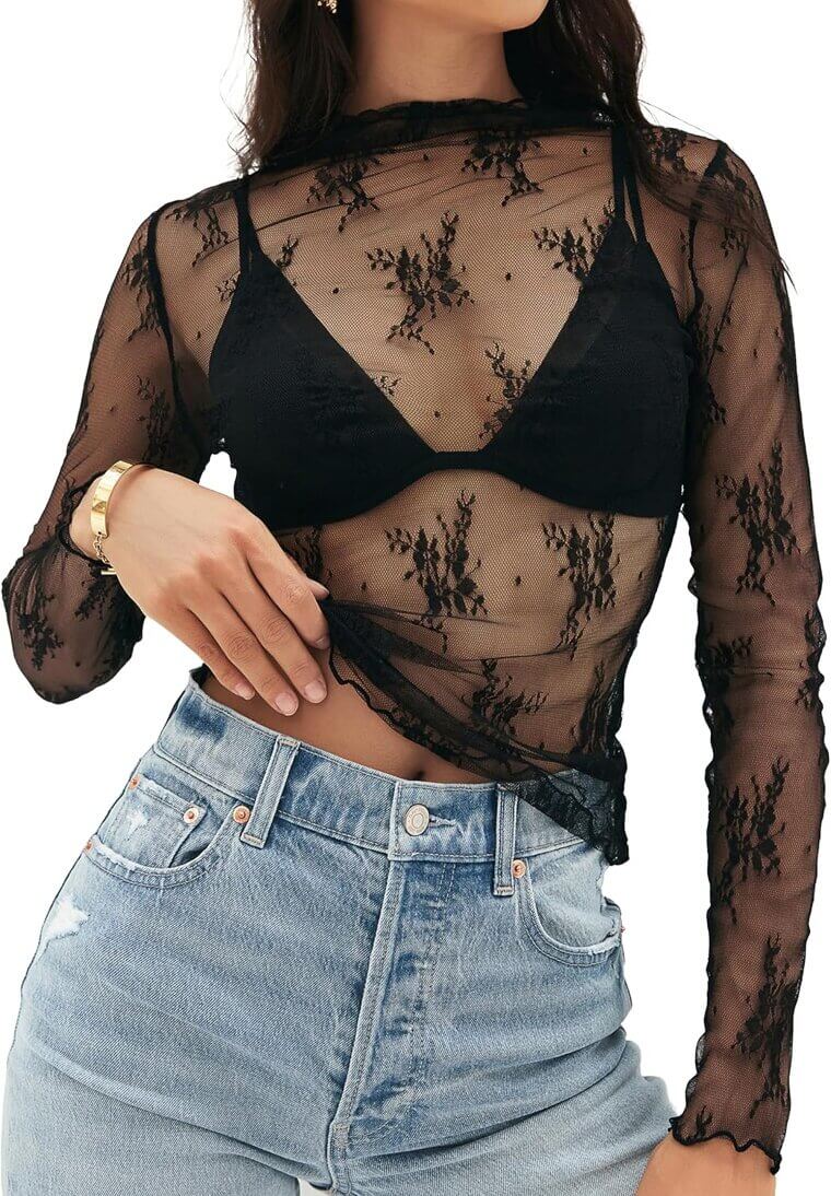 MEROKEETY Sheer Floral Top - Perfect for Any Occasion - Now 25% Off!