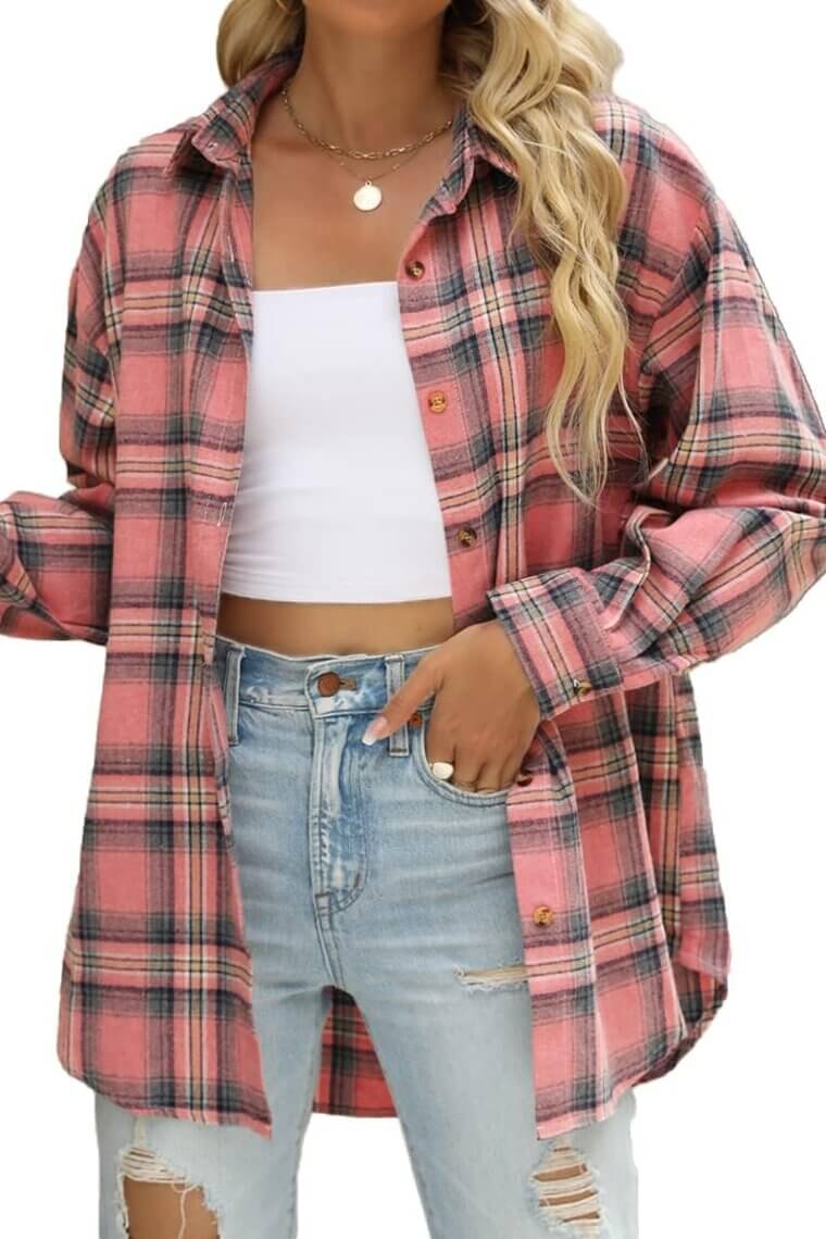 ChyrII Flannel Shacket - Your Go-To Business Casual Blouse Top