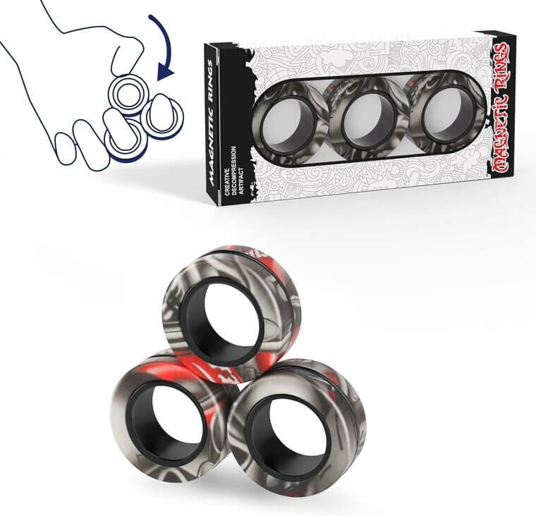 Stress-Relief Magnetic Rings Fidget Toy Set for Adults & Kids 
