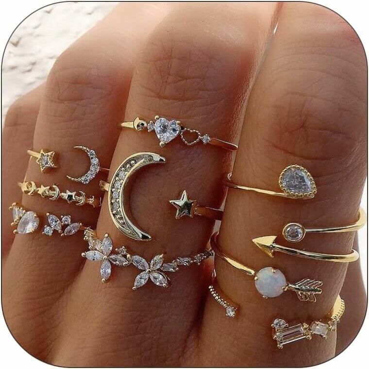 Trendy Gold Stackable Rings for Women - Boho Chic Style - 11% Off! 