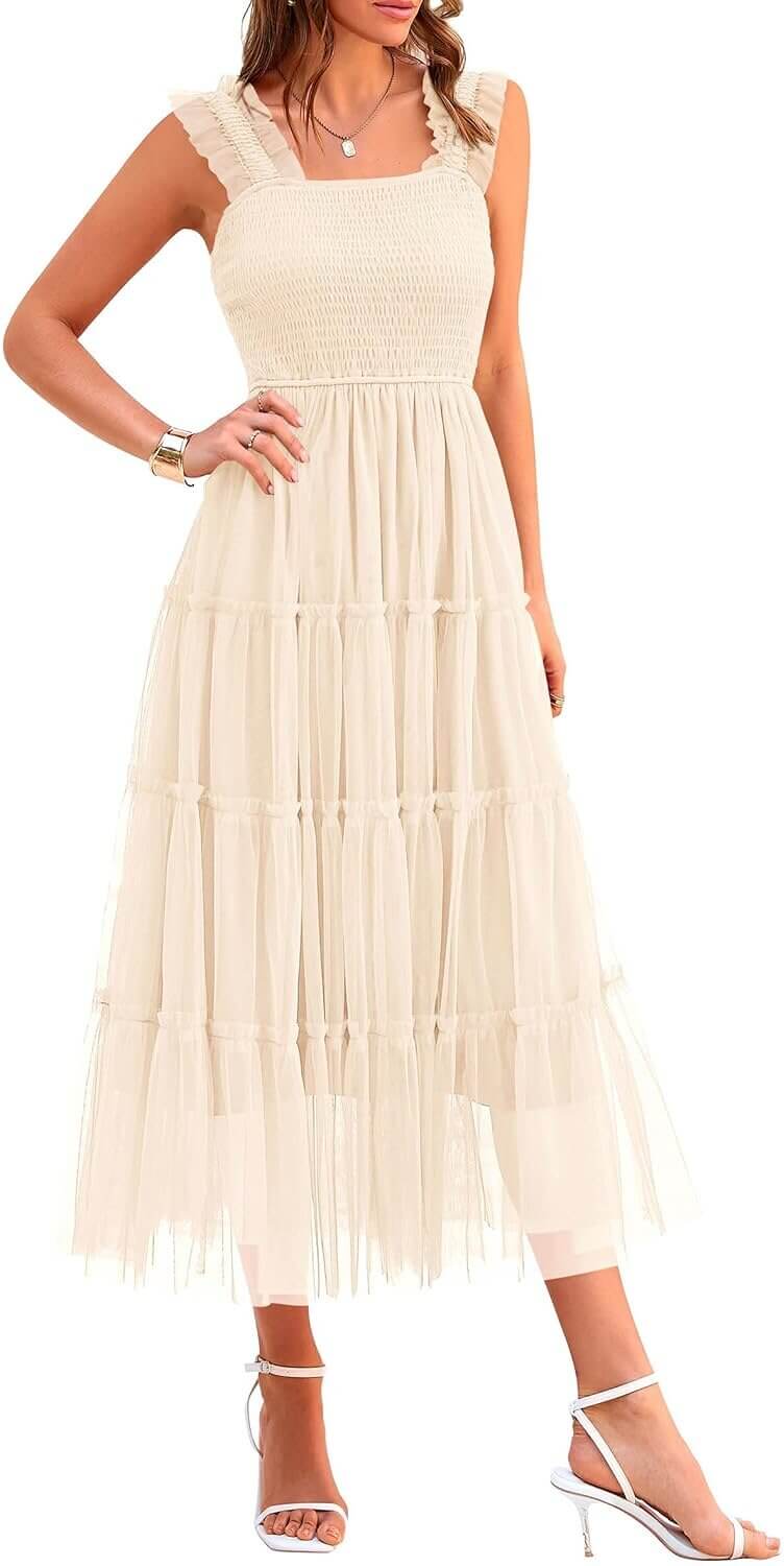 PRETTYGARDEN Tulle Midi Dress - Perfect for Parties and Weddings - Now 34% Off!