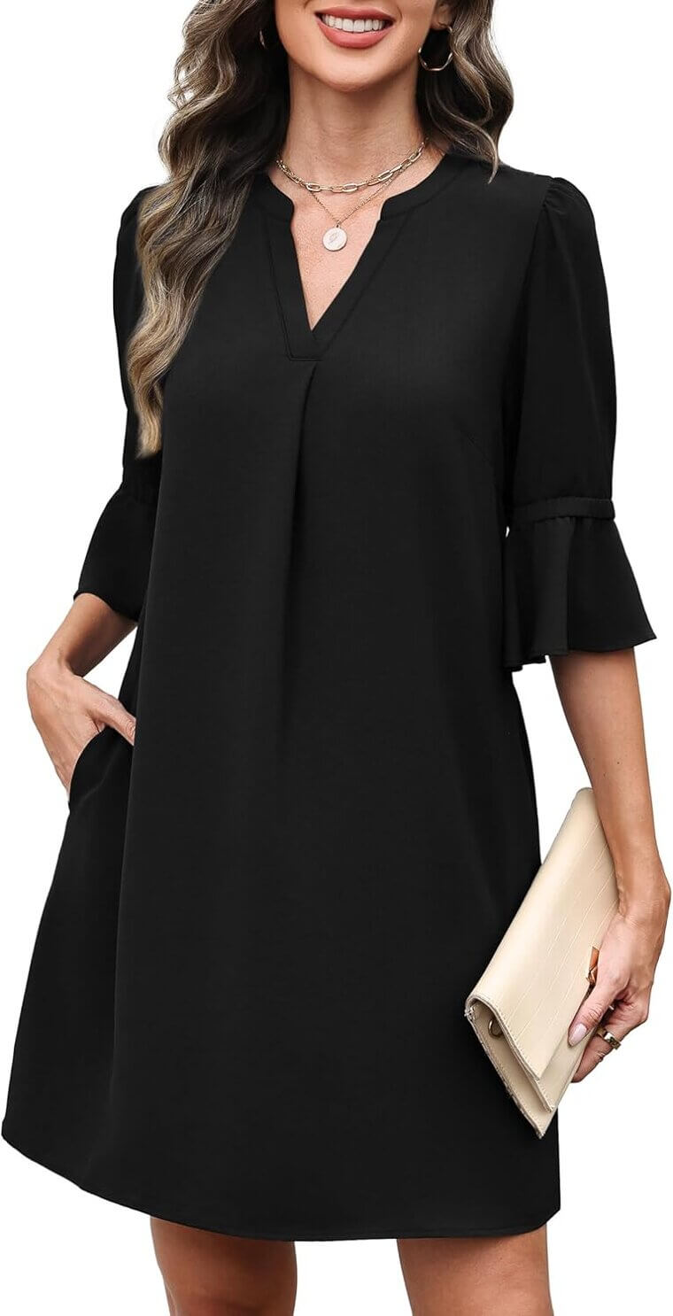 RUMIA Summer Dress - V Neck, Ruffle Sleeves, Perfectly Loose Fit! - 63% Off!