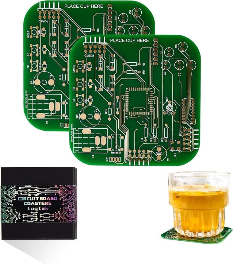 Tech-Chic PCB Coasters for Gamers and Geeks - Perfect Gift Idea 