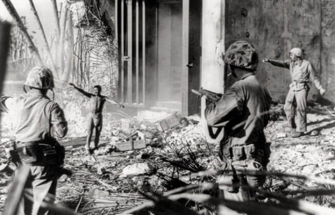 Unarmed Japanese Man Surrendering to US soldiers