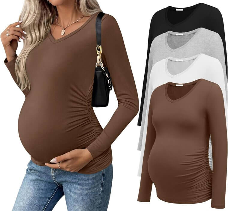 Ekouaer Maternity Shirts - Comfy & Stylish Pregnancy Tops 