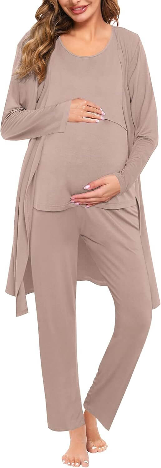 SWOMOG Maternity Robe Set - Comfortable & Stylish Postpartum PJs - Now 20% Off!