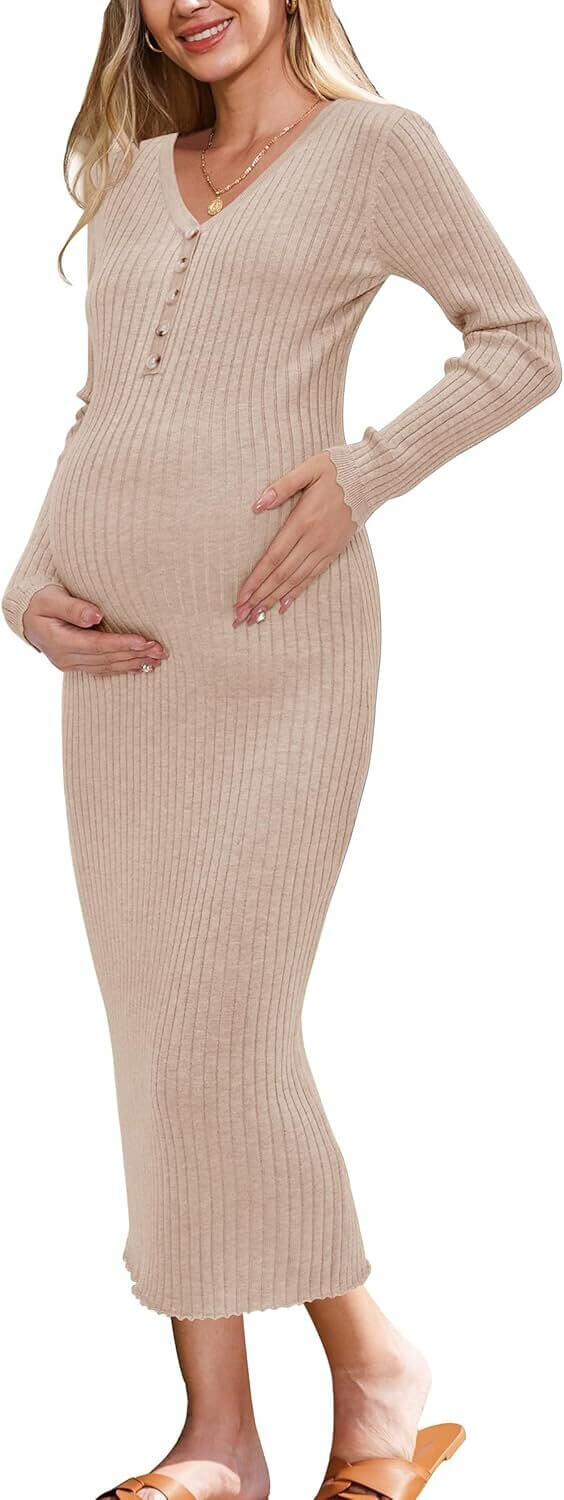 OUGES Maternity Sweater Dress - Cozy Style for Moms 