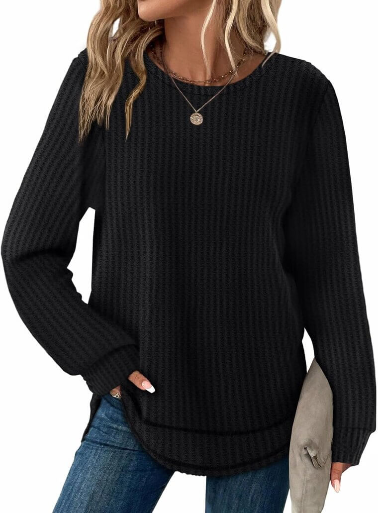 WIHOLL Tunic Tops - Trendy Waffle Knit for Fall Fashion 