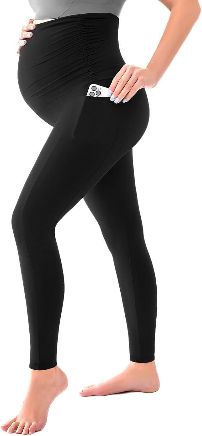 Maternity Leggings Over Belly - Comfortable and Stylish with Pockets! - Now 37% Off!