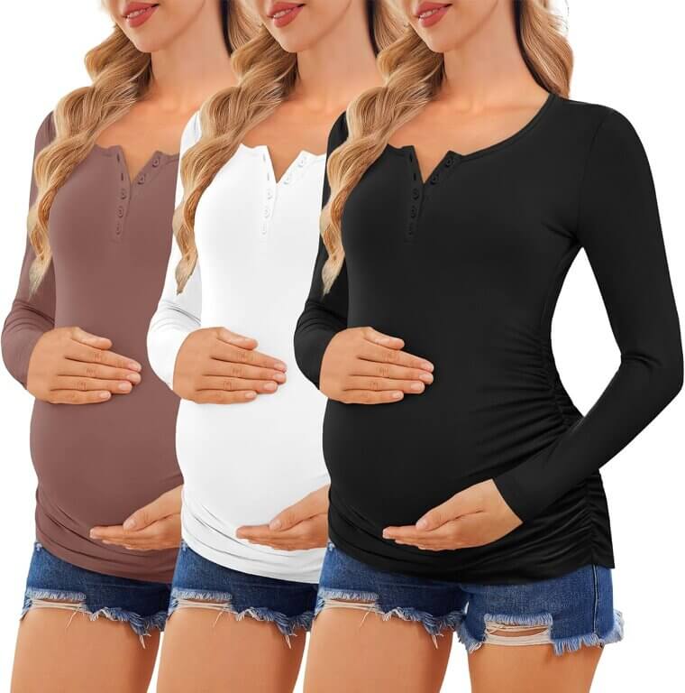 Ekouaer Maternity Shirts - Comfortable & Stylish Pregnancy Wear 