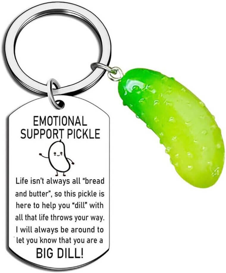 Emotional Support Pickle Keychain - Funny Friendship Gift - Now 13% Off!