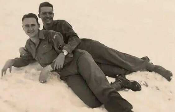 Young Soldiers Pose Together in the Austrian Snow, 1945
