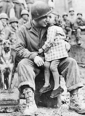 US Army Soldier Receives Kiss From Liberated French Girl, 1945