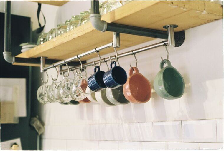 Tea Cup Hooks Under Shelves